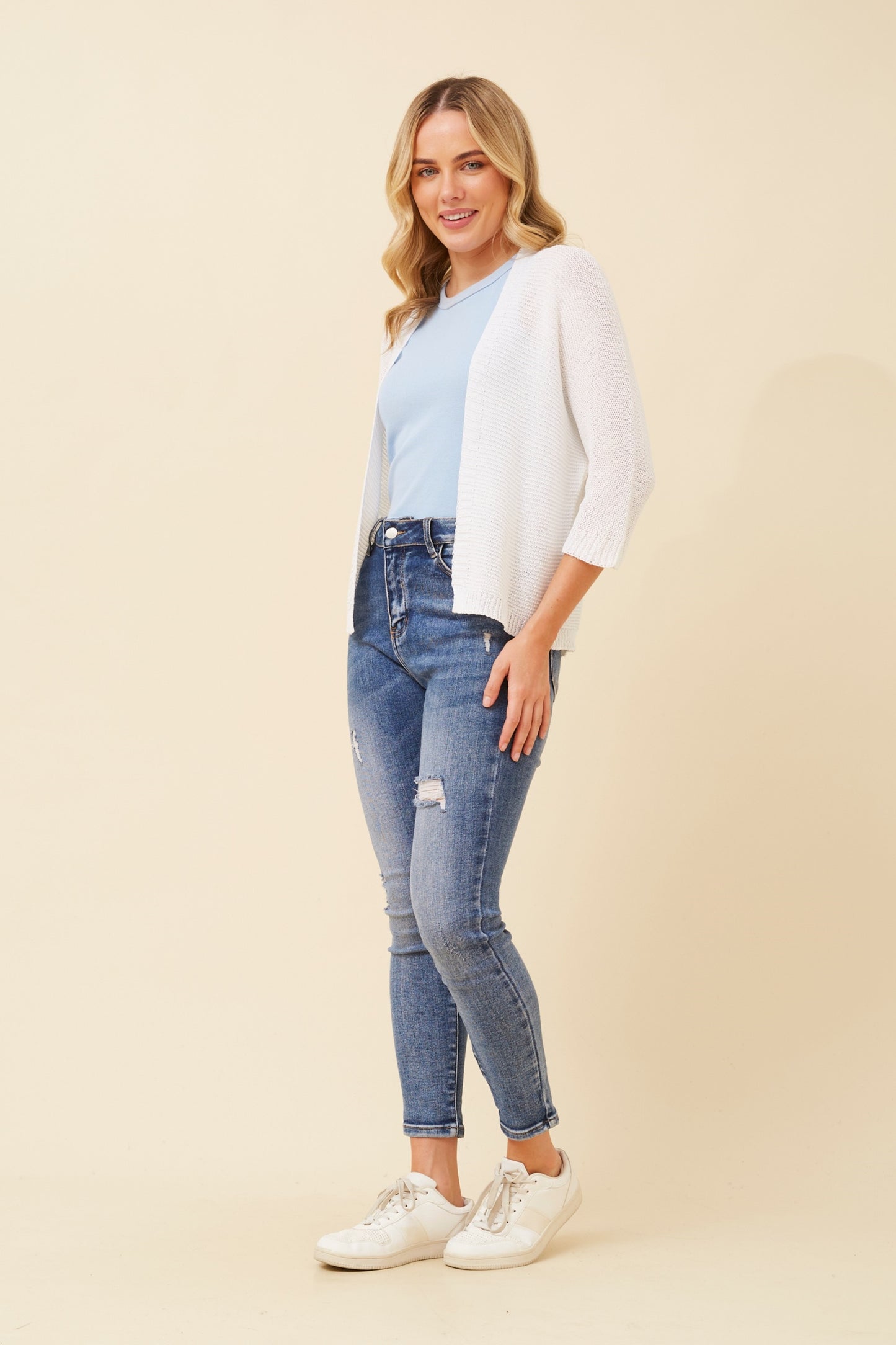 REESE KNIT CARDIGAN - WHITE