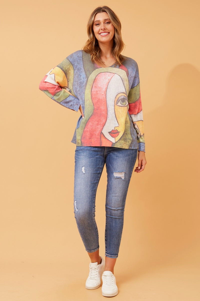 TASIA KNIT TOP BLUE