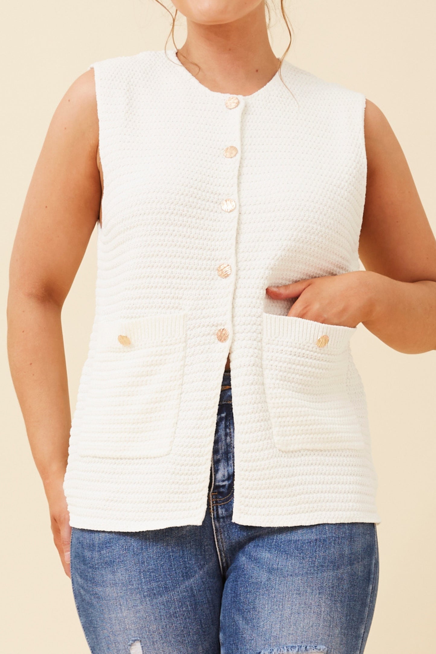 CELINE KNIT VEST - IVORY