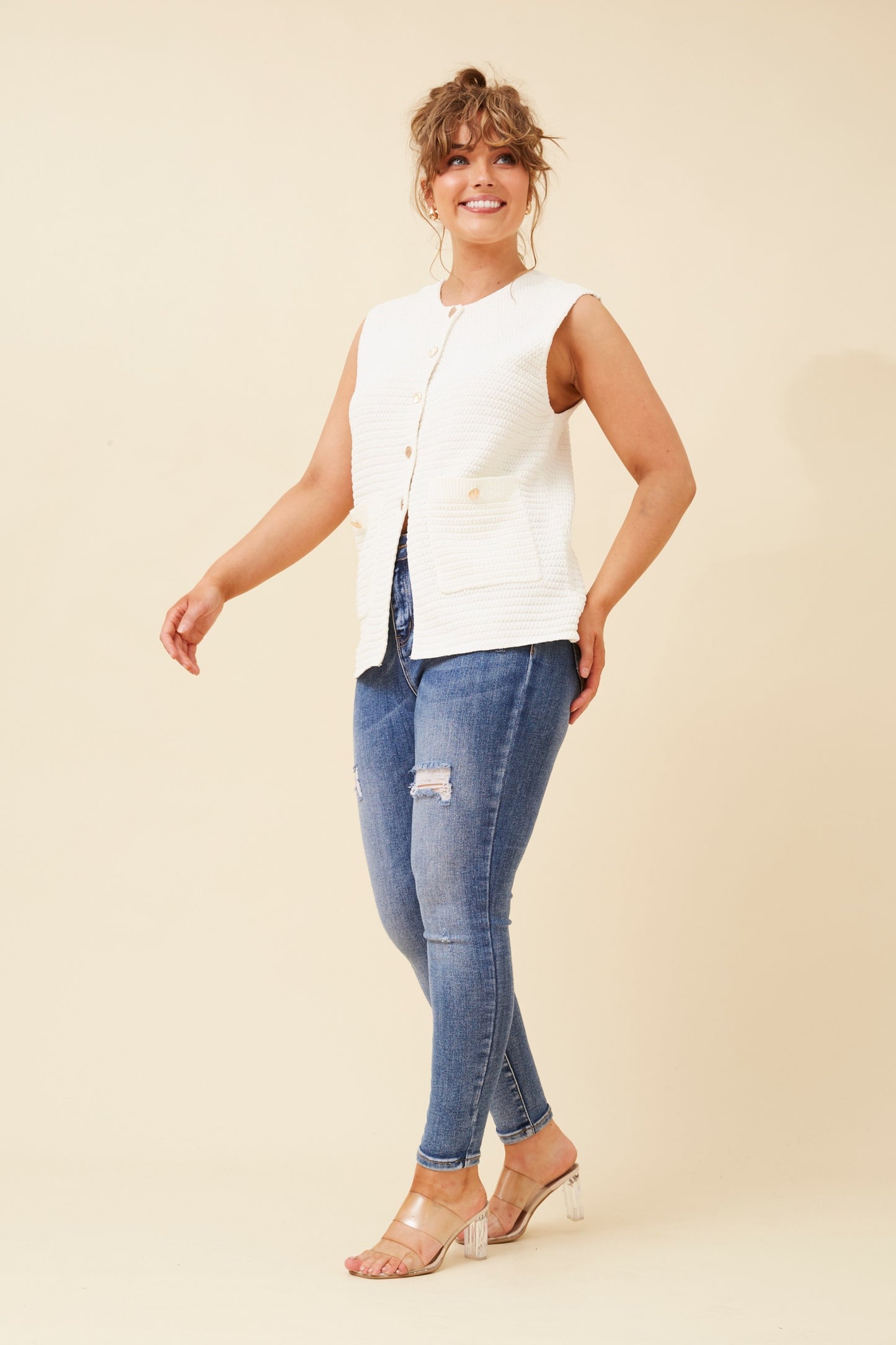 CELINE KNIT VEST - IVORY