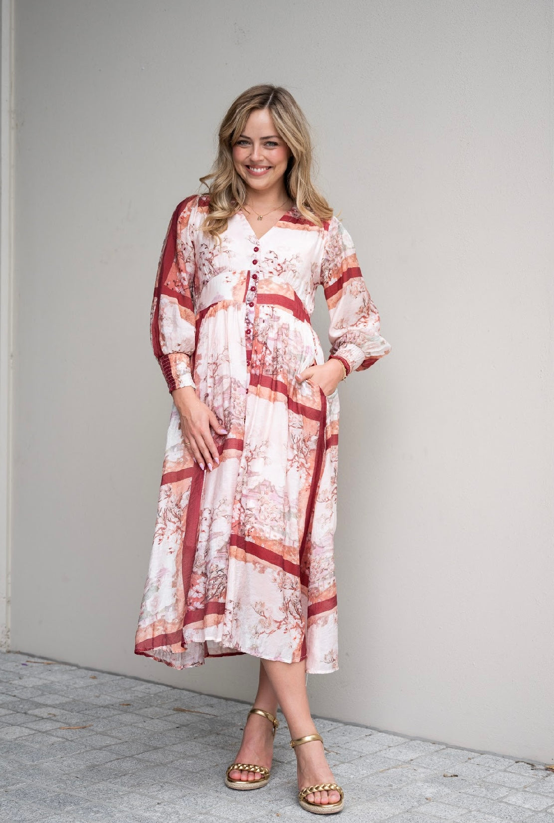 COLETTE MIDI DRESS - BURGUNDY