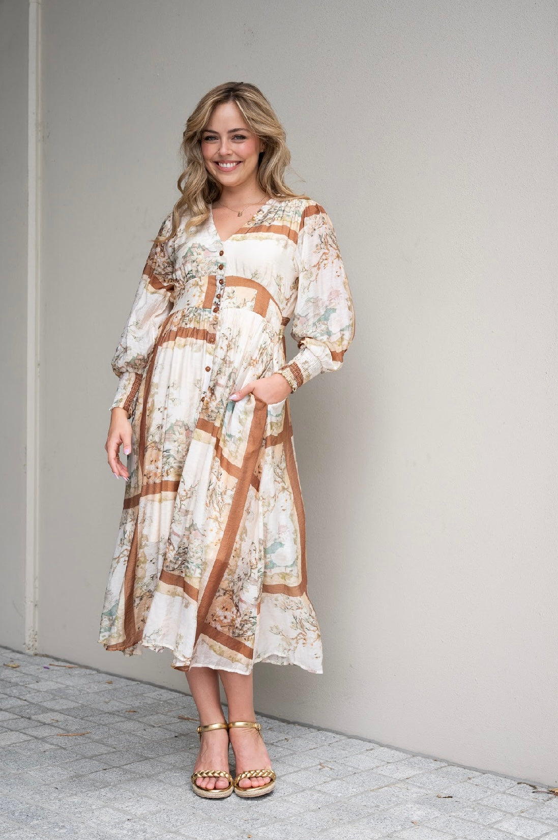 COLETTE MIDI DRESS - TAN