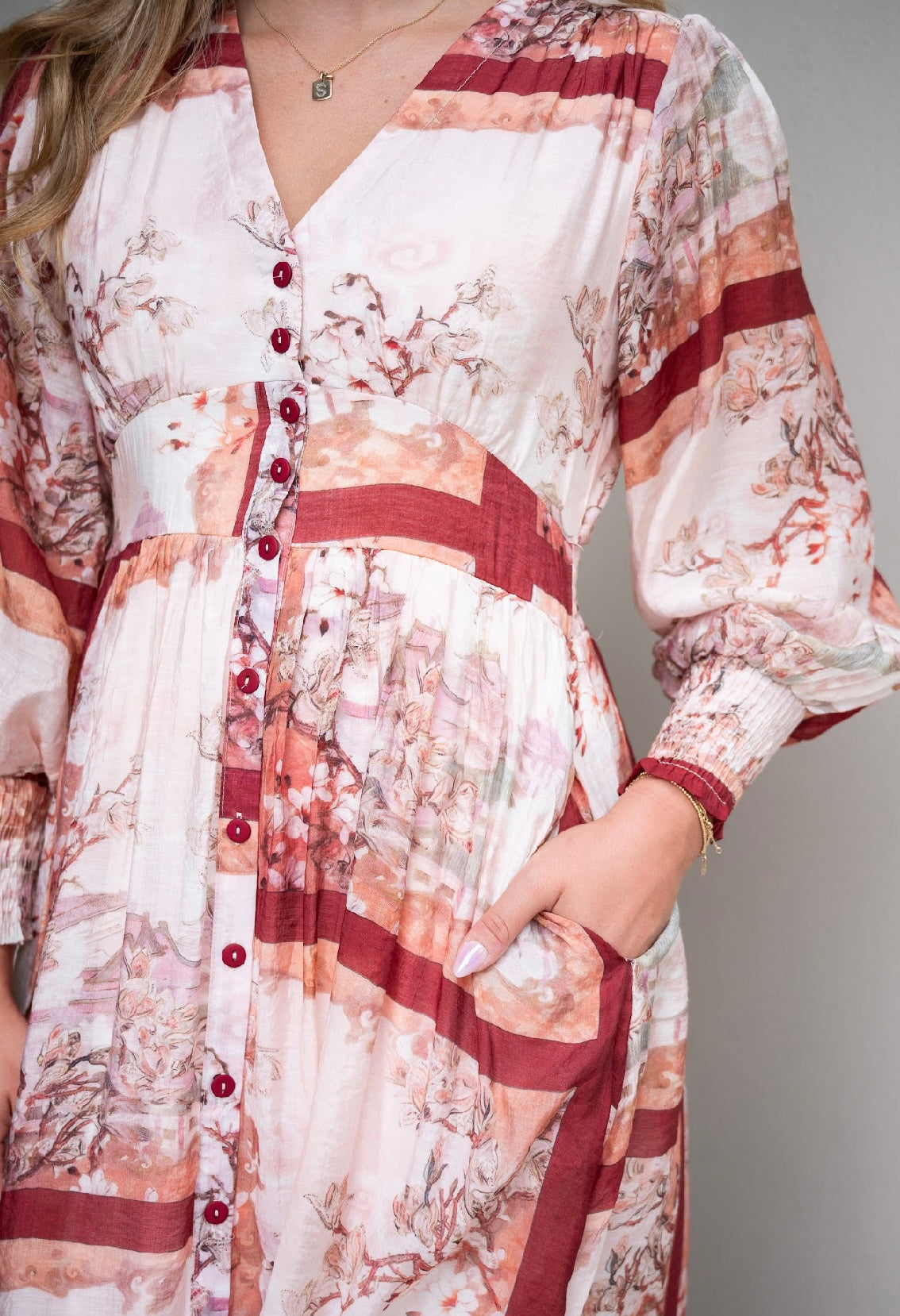 COLETTE MIDI DRESS - BURGUNDY