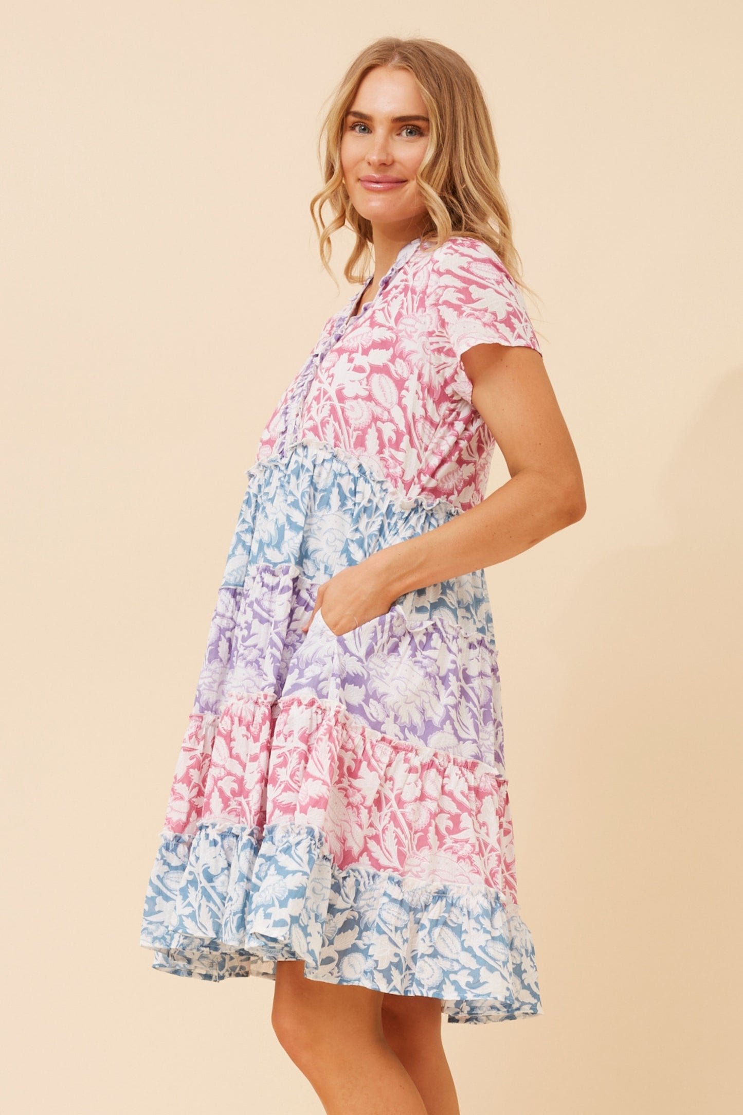 KEISHA MINI DRESS - MULTI PINK