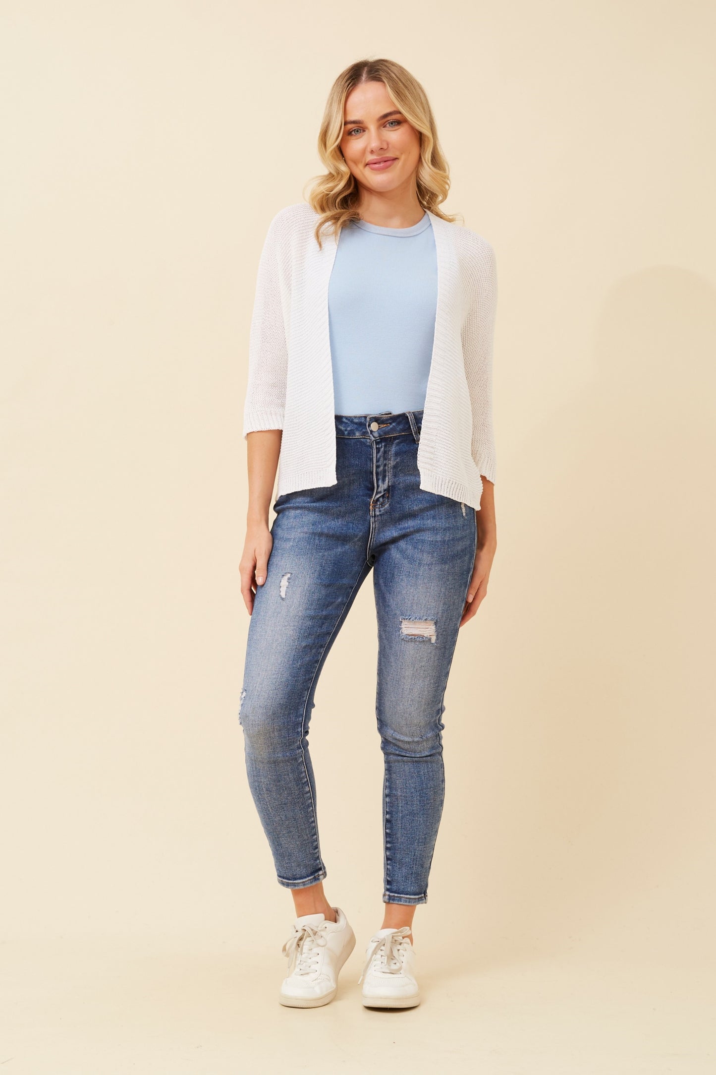 REESE KNIT CARDIGAN - WHITE