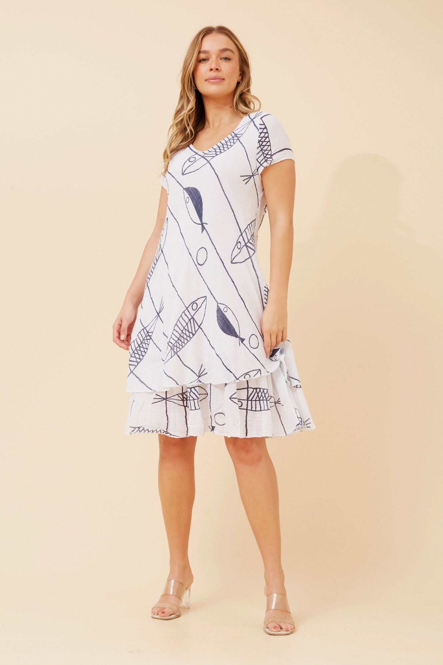 SHAMANO LAYERED MINI DRESS - WHITE