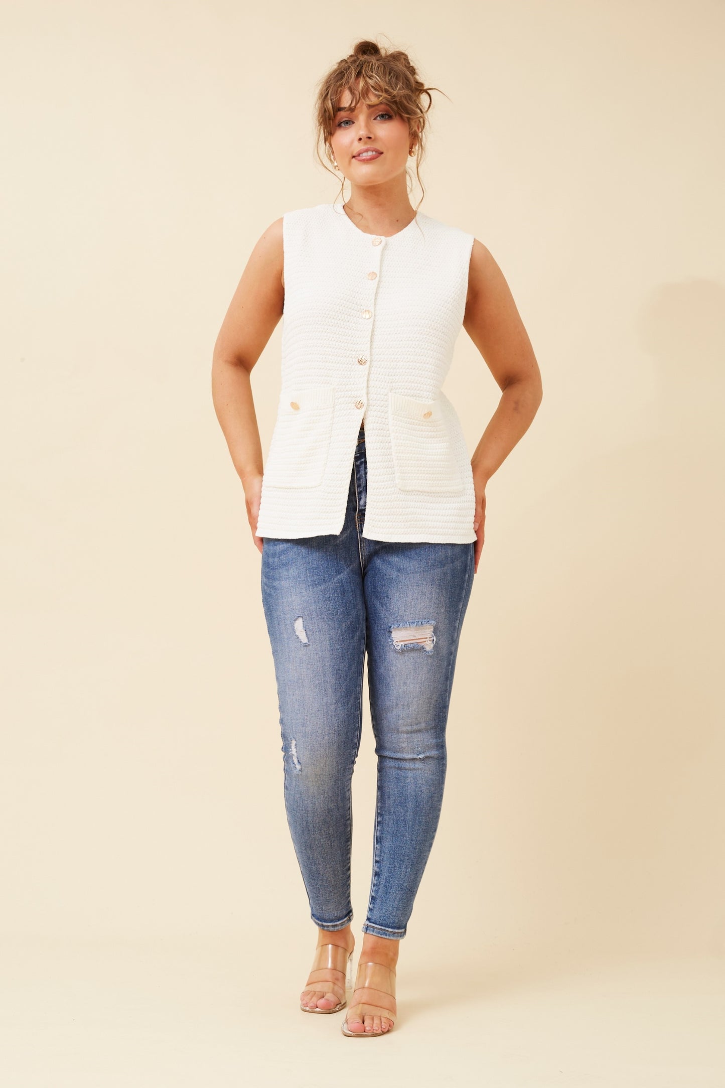 CELINE KNIT VEST - IVORY
