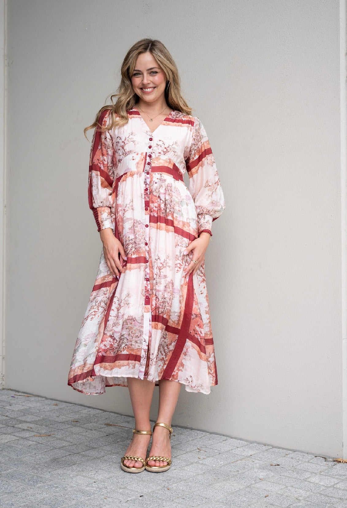 COLETTE MIDI DRESS - BURGUNDY