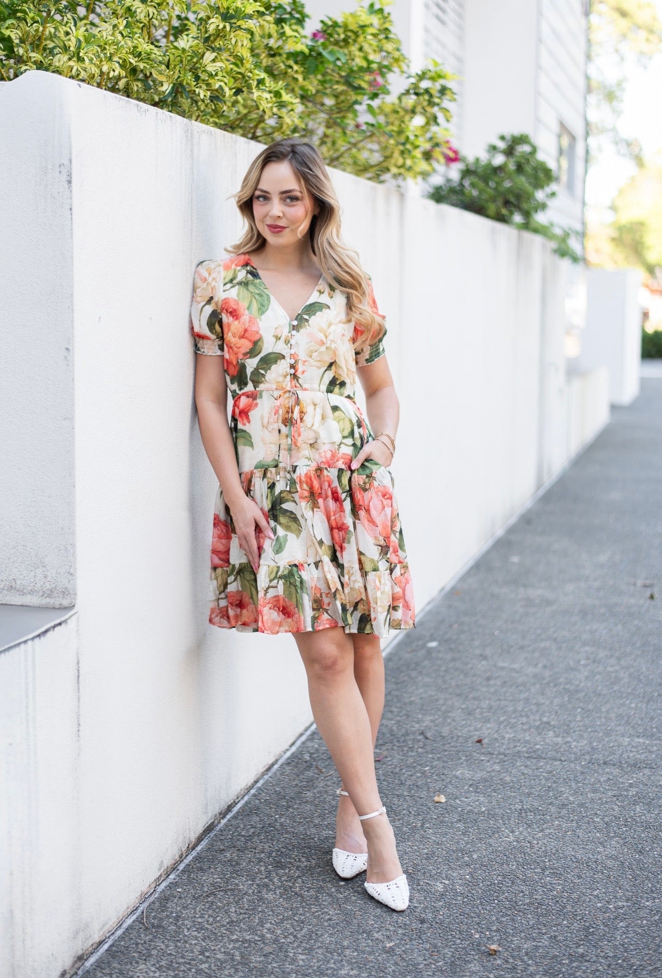 RHIANNAN MINI DRESS - CORAL