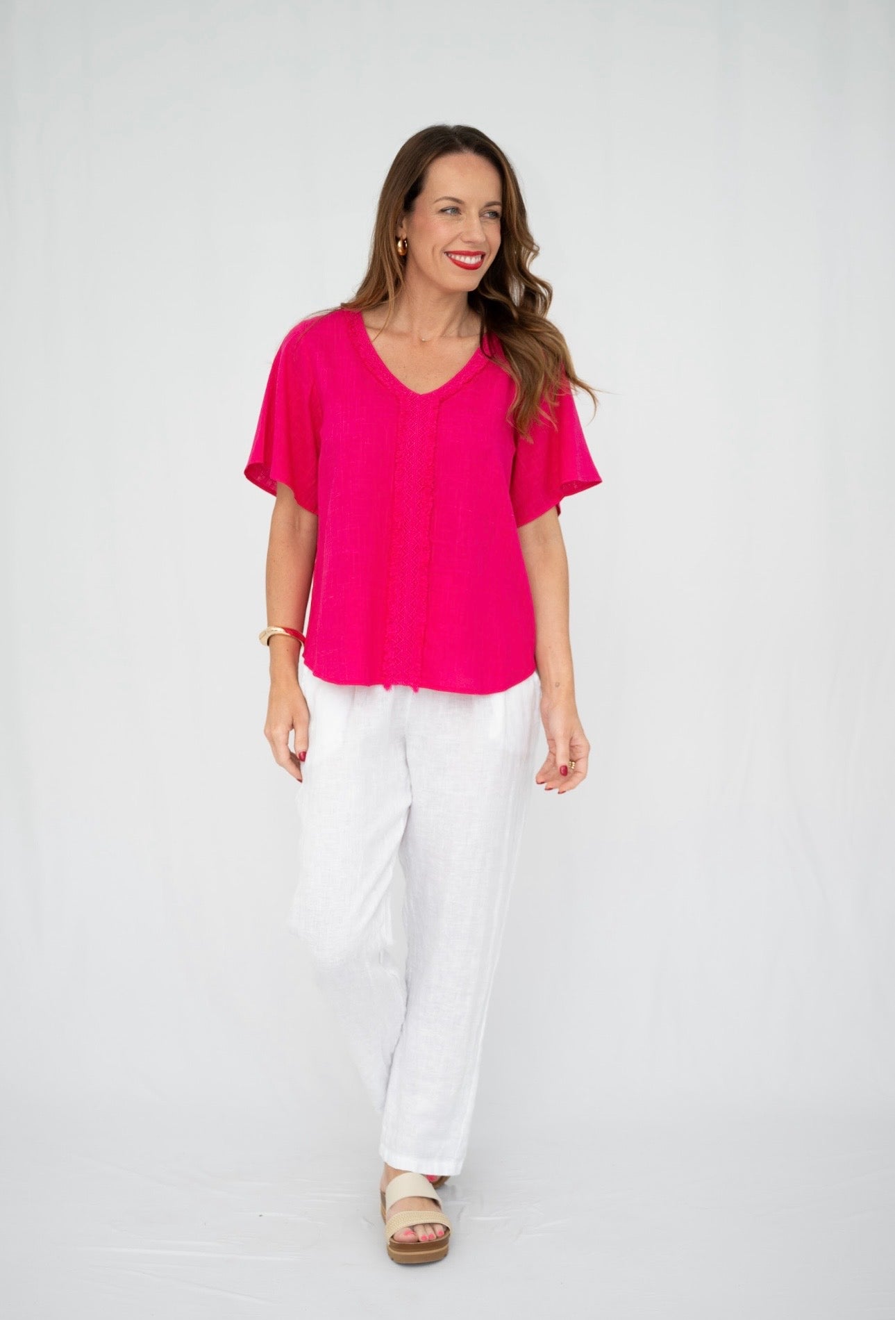 EVELYN TOP - HOT PINK