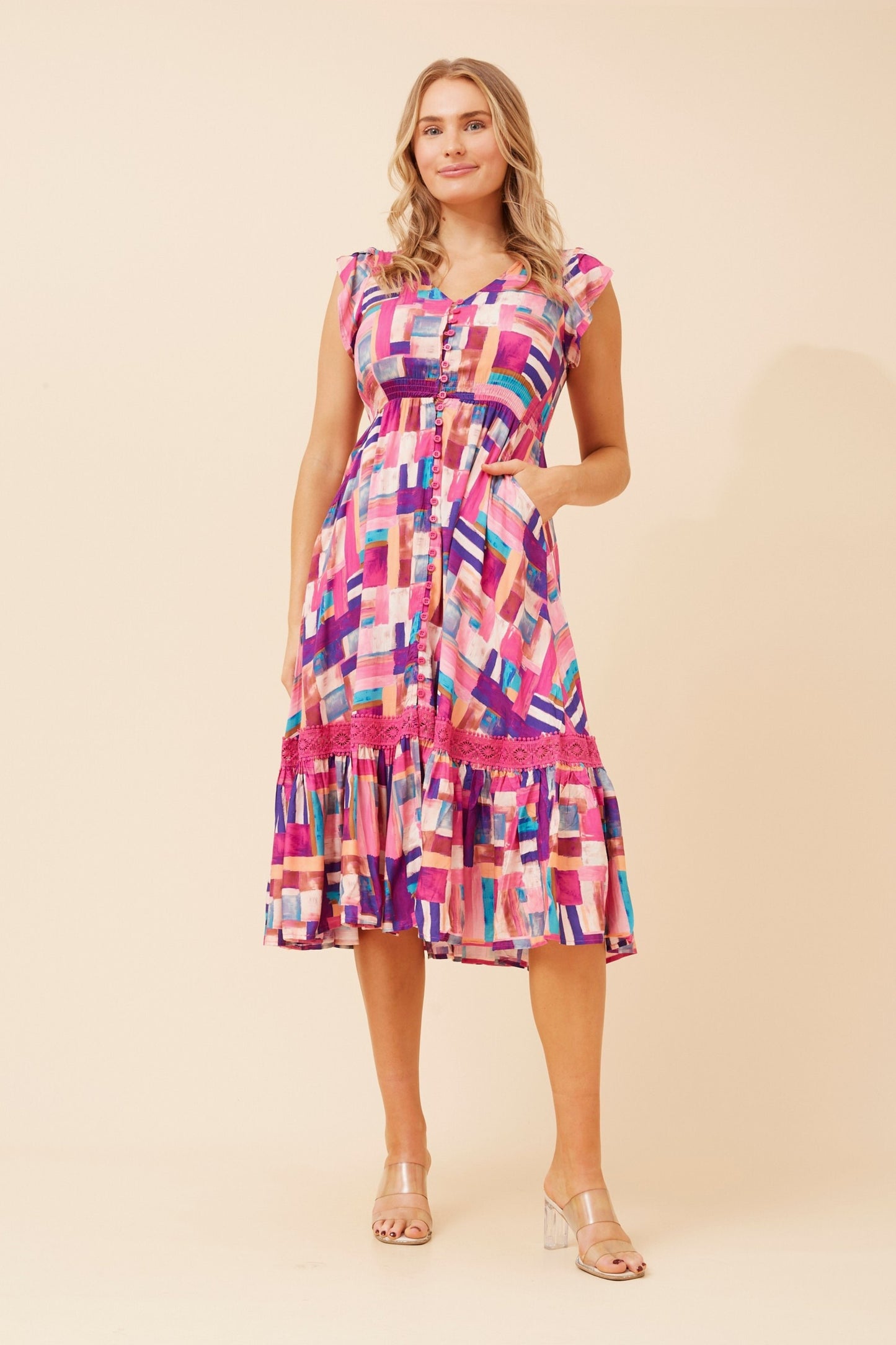 CASSIDY MIDI DRESS - PINK