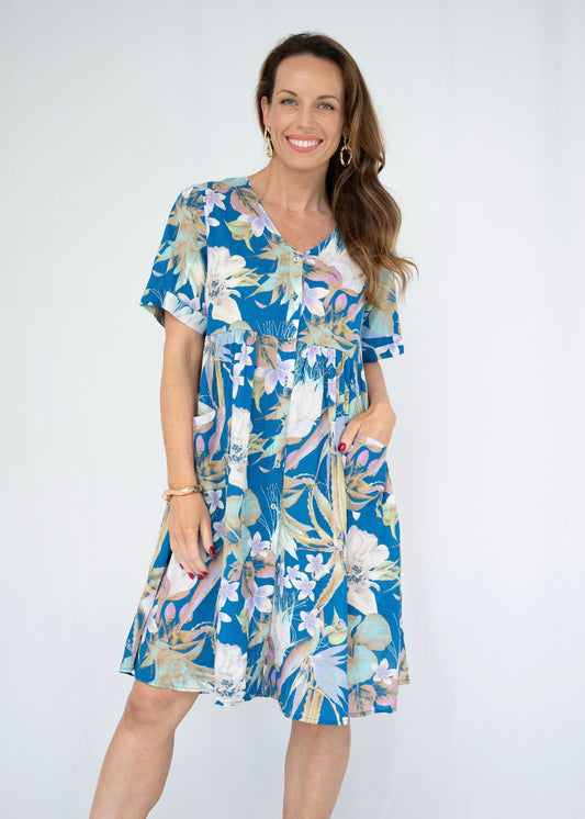 LOUISA MINI DRESS - BLUE