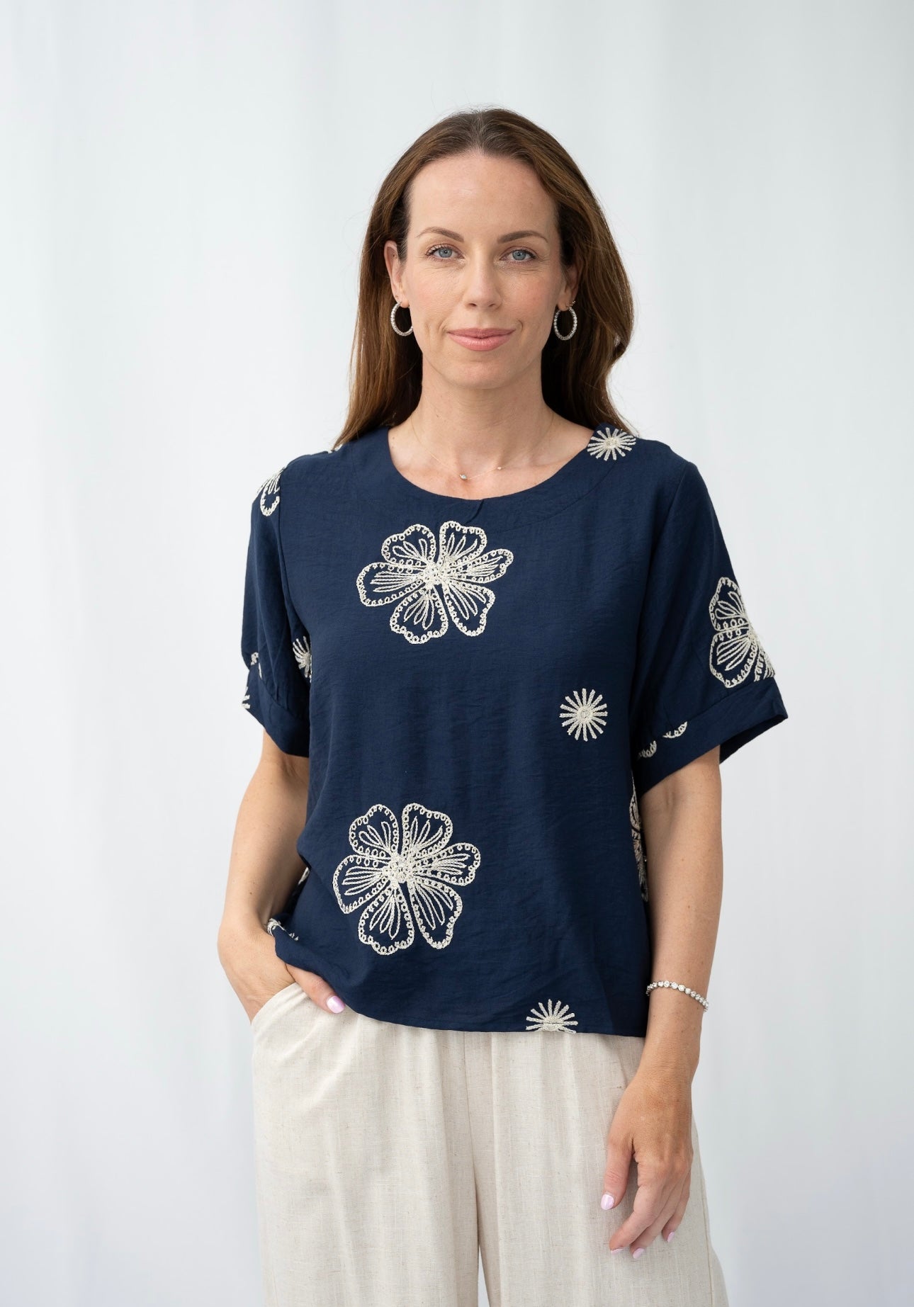 MALLORIE TOP - NAVY