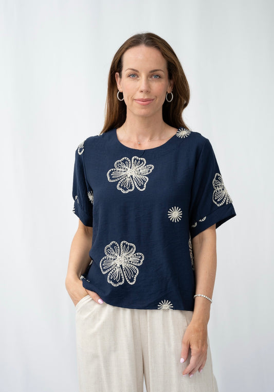 MALLORIE TOP - NAVY