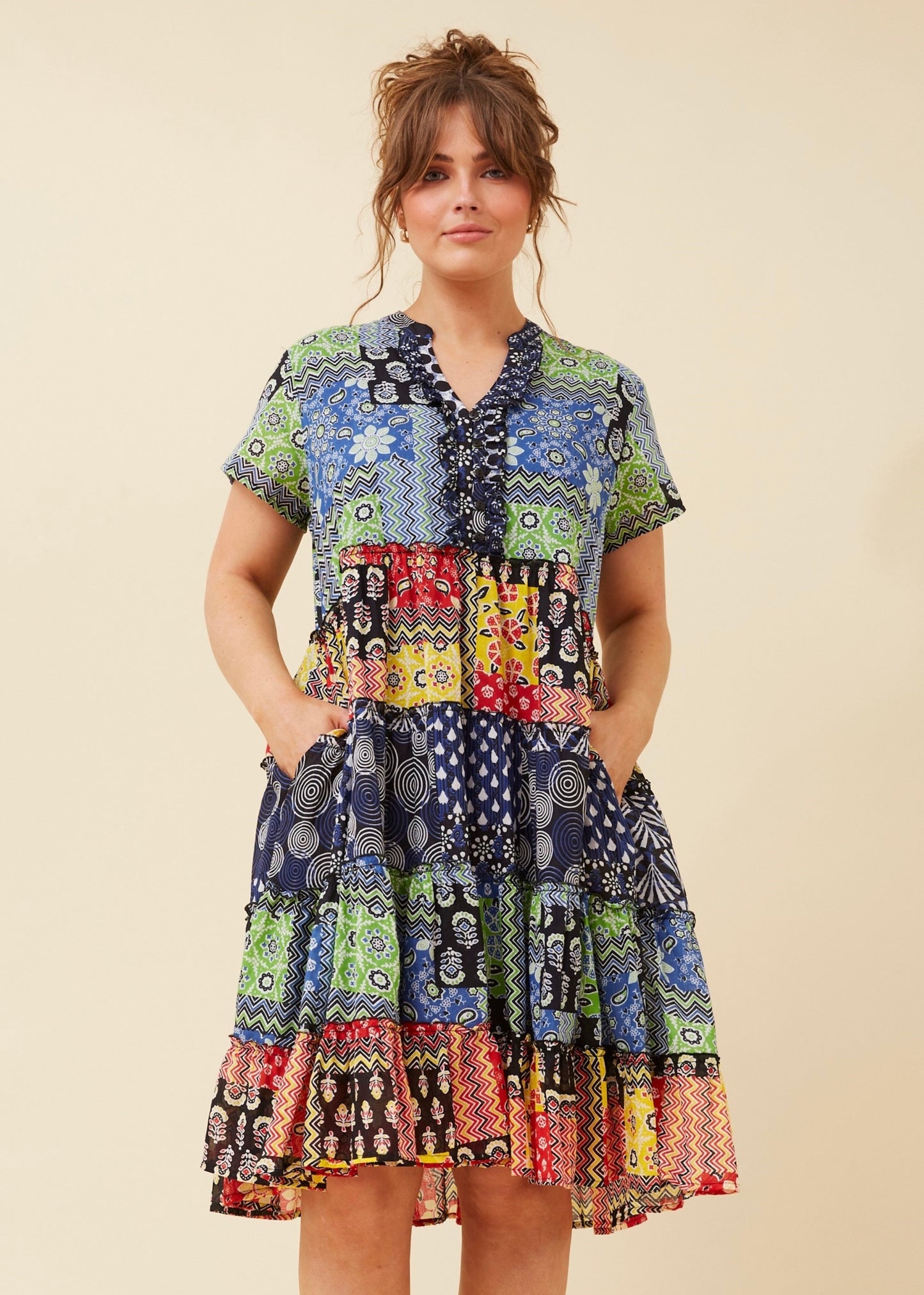 KEISHA MINI DRESS - MULTI BLUE