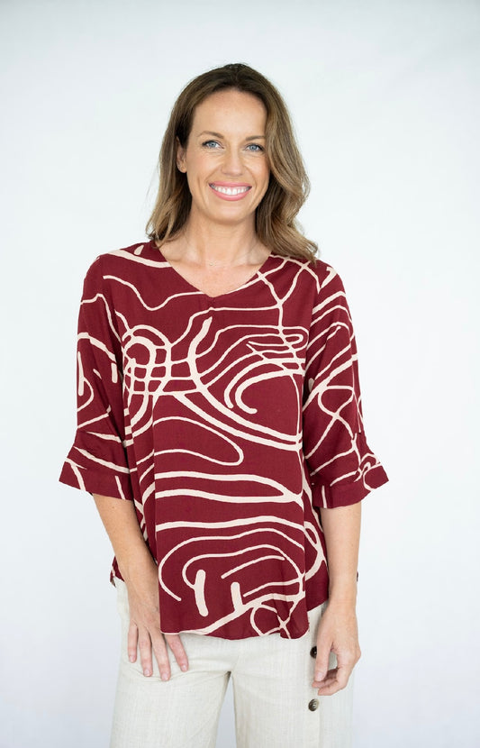 BRENDA TOP - BURGUNDY