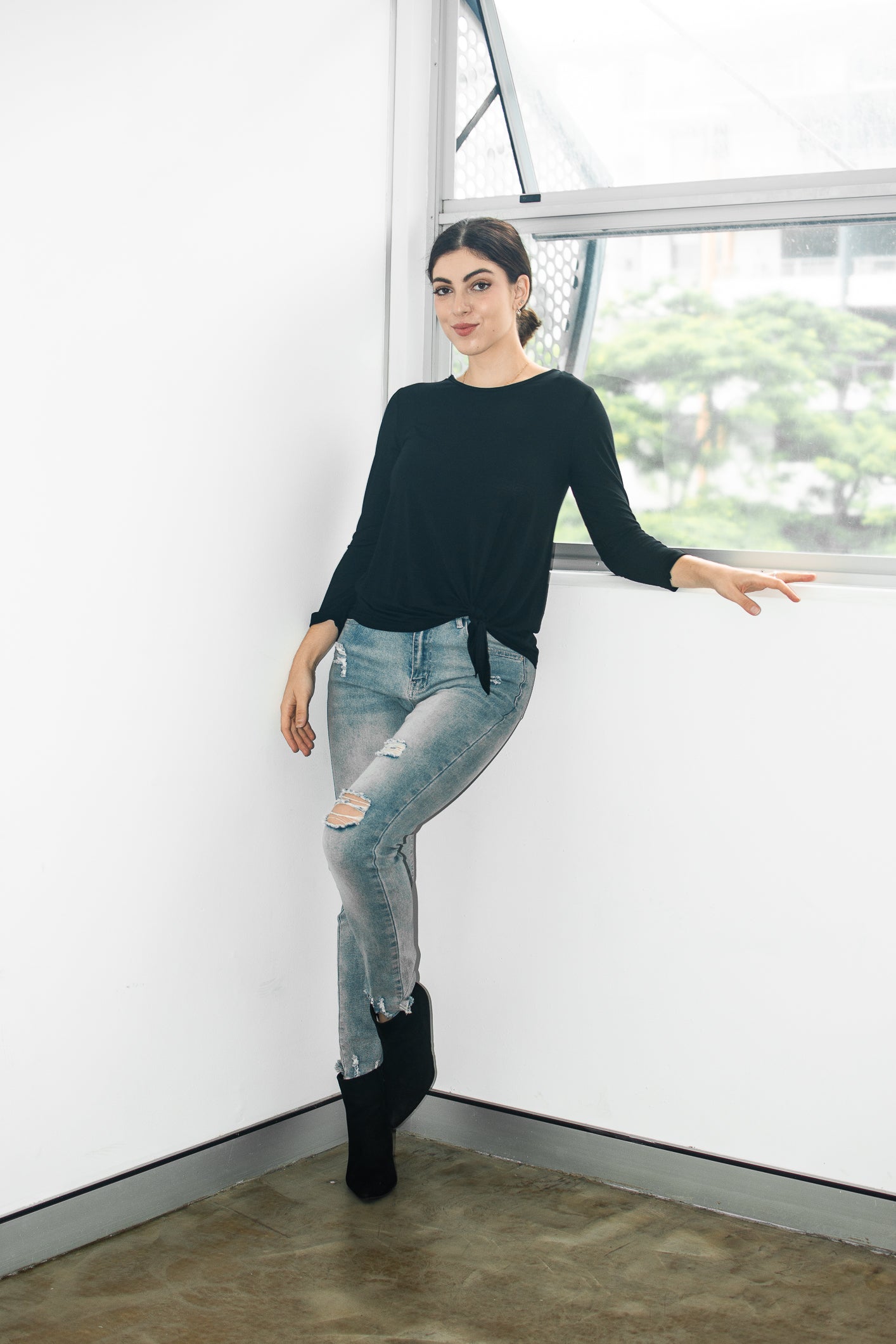 SADIE LONG-SLEEVE TOP - BLACK
