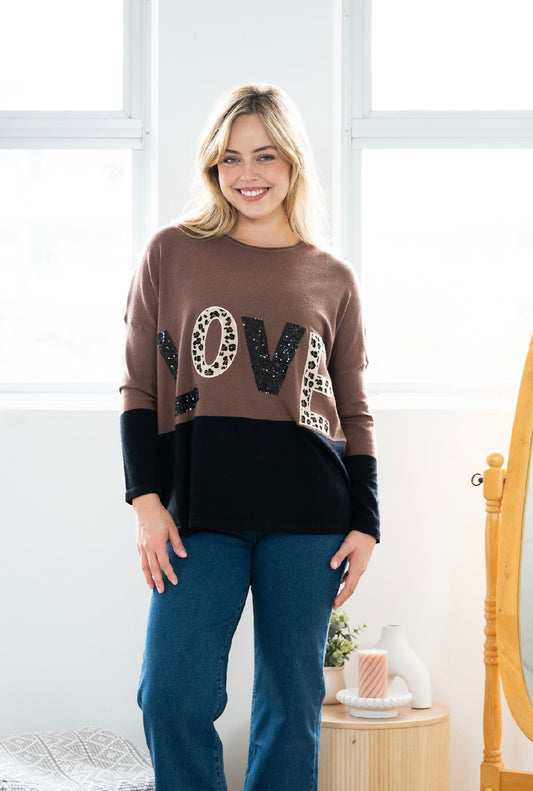 LOVE KNIT JUMPER - BROWN