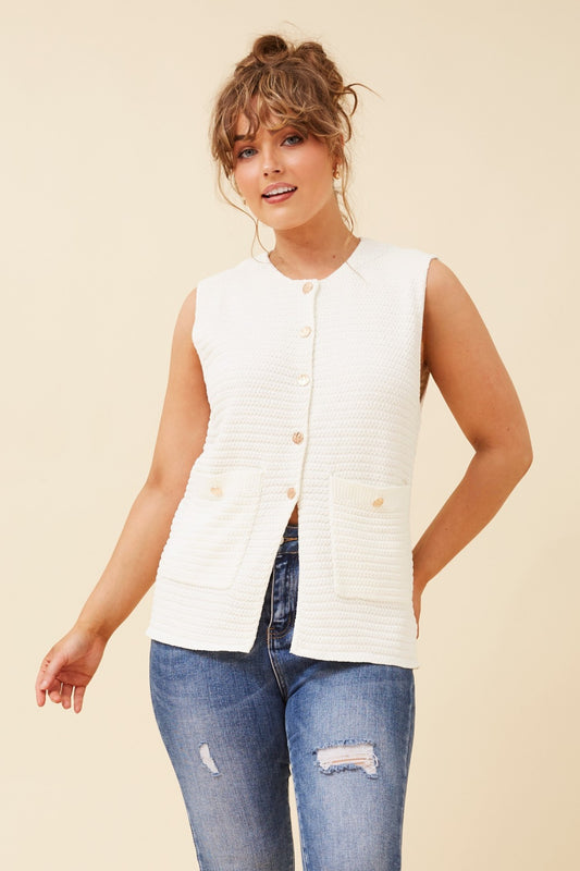 CELINE KNIT VEST - IVORY