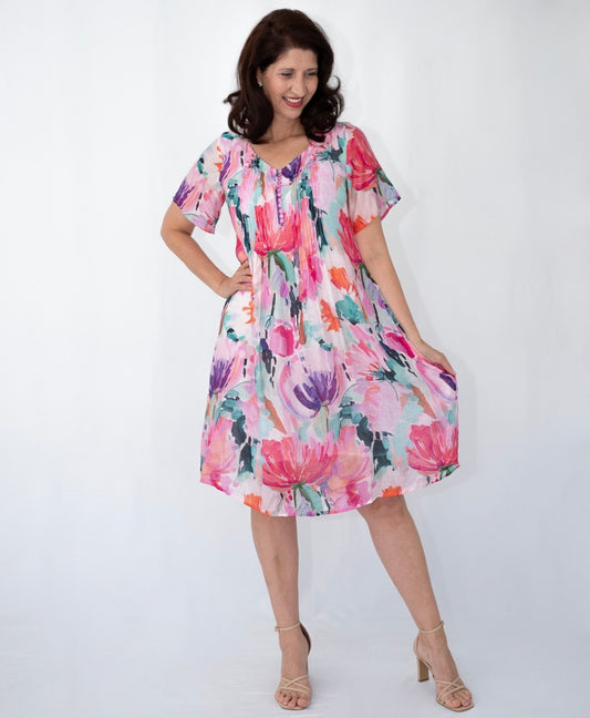 FLORENCE MINI DRESS - HOT PINK