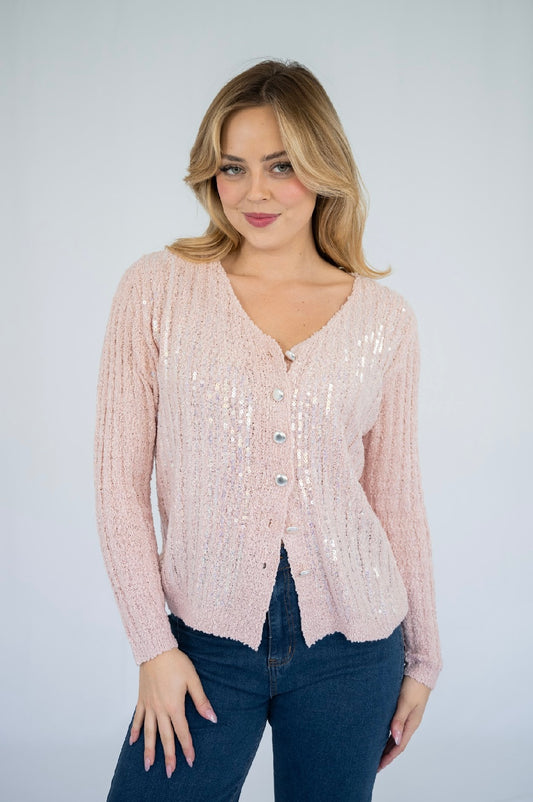 ALYSSA KNIT CARDIGAN - PINK
