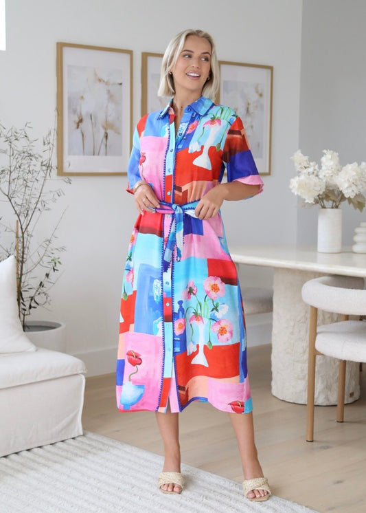 MADDY BELTED MIDI DRESS