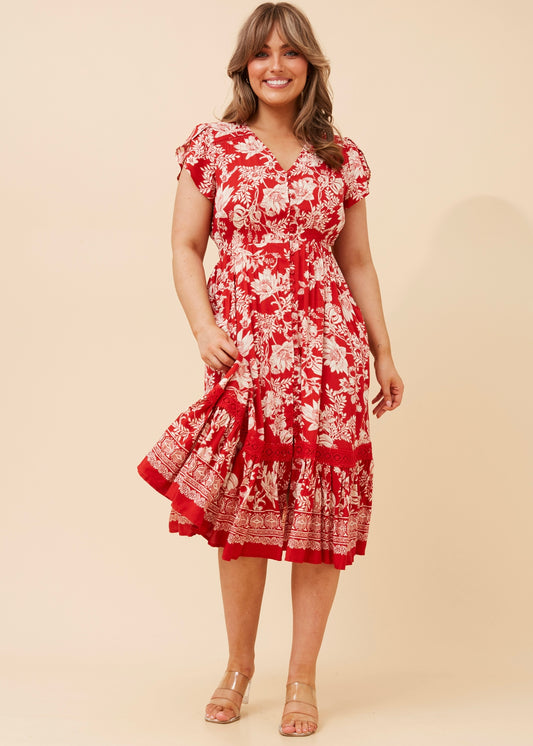 CASSIDY MIDI DRESS - RED