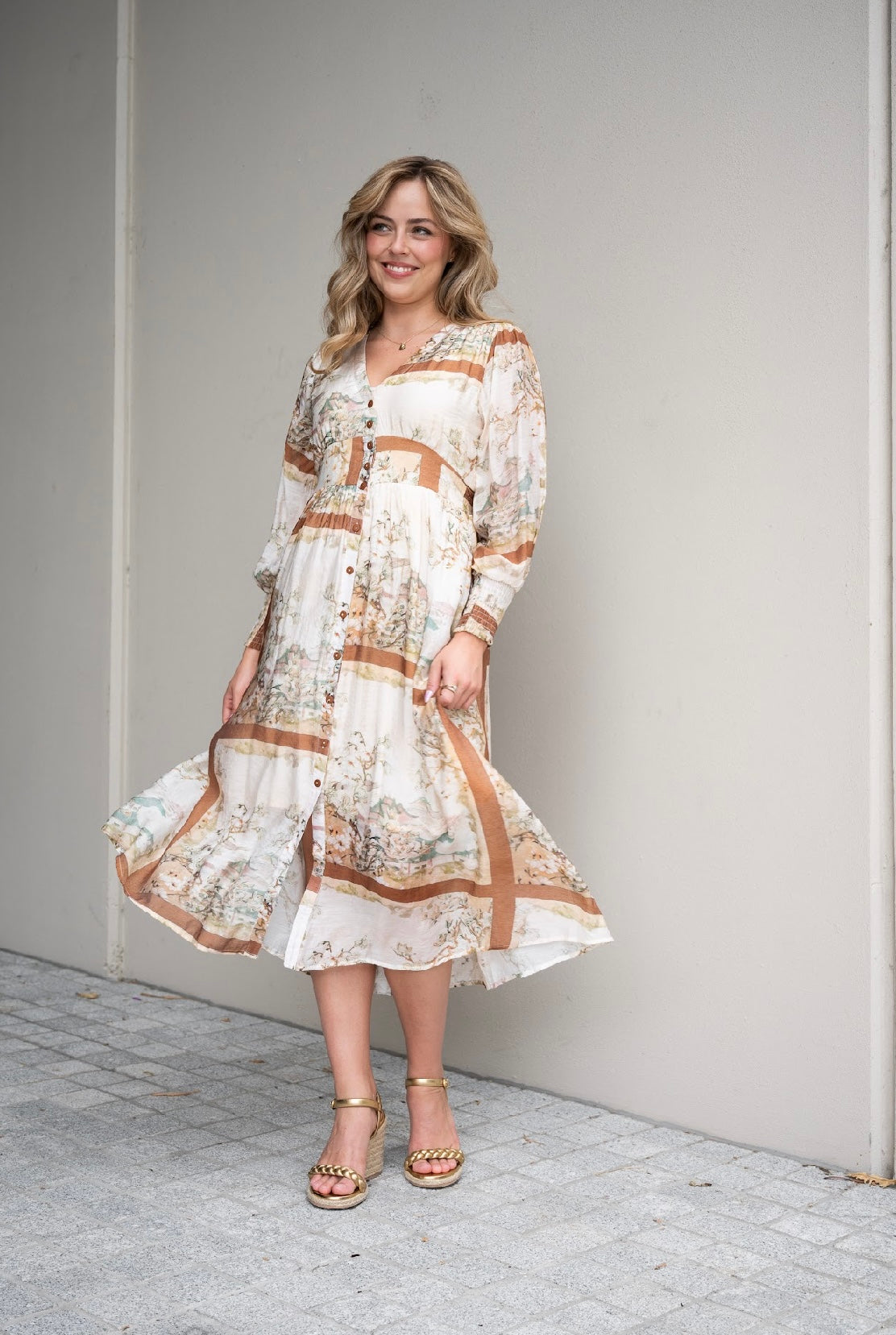 COLETTE MIDI DRESS - TAN