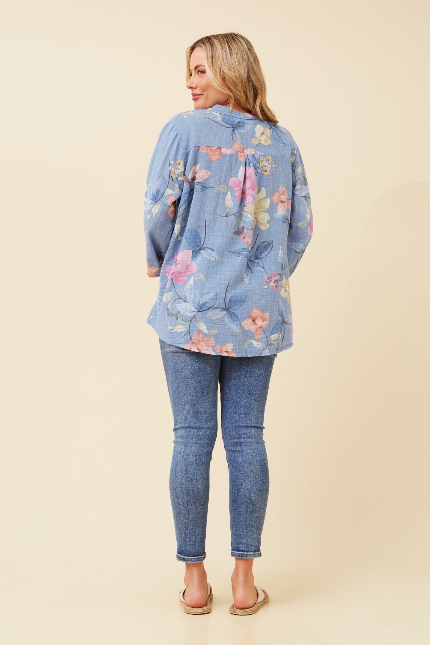 ASHLYNN TOP - DENIM FLORAL