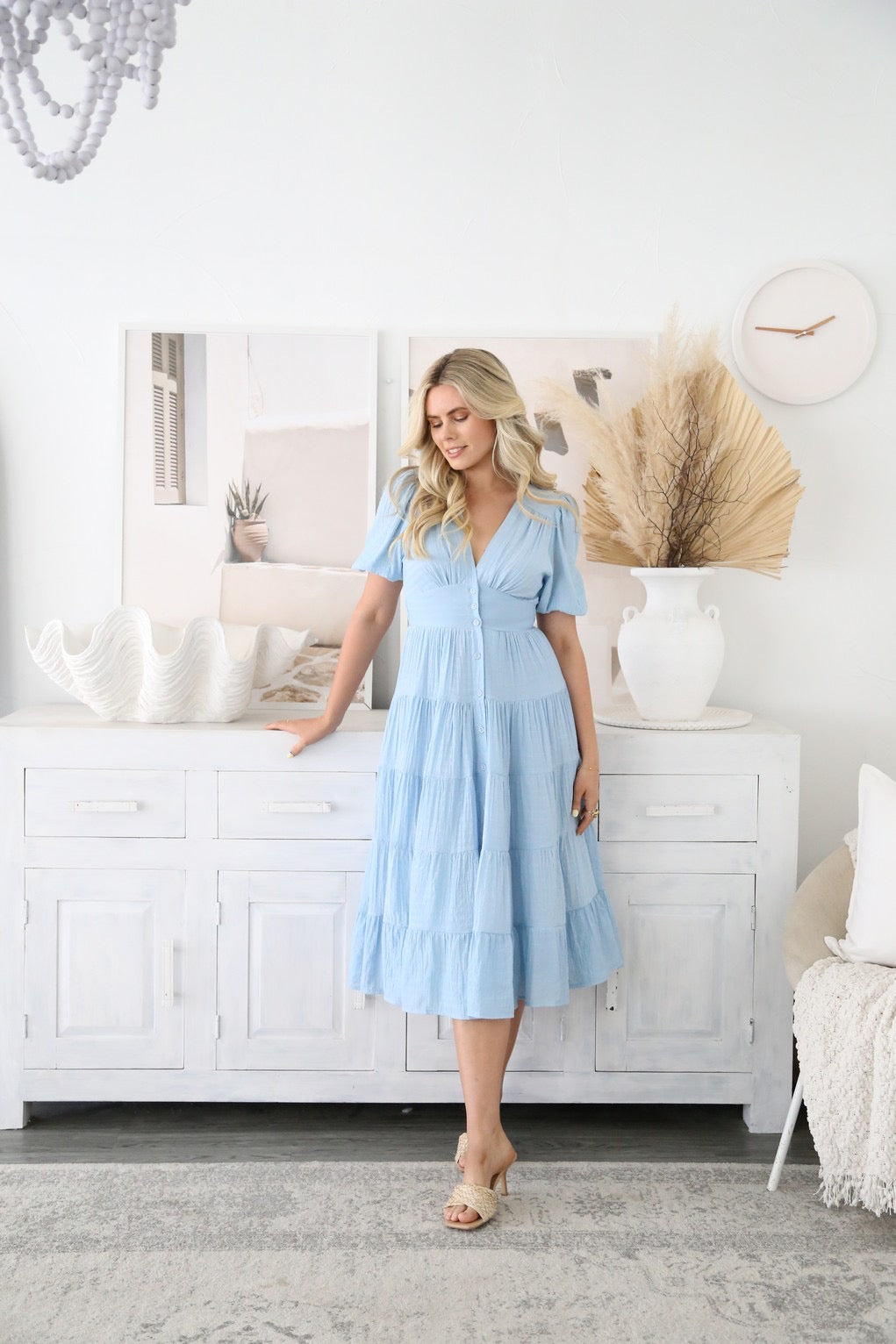 NELLIE MIDI DRESS - SOFT BLUE