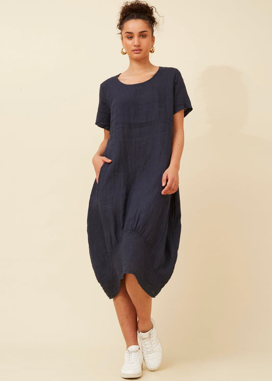 SANDRA MIDI DRESS - NAVY