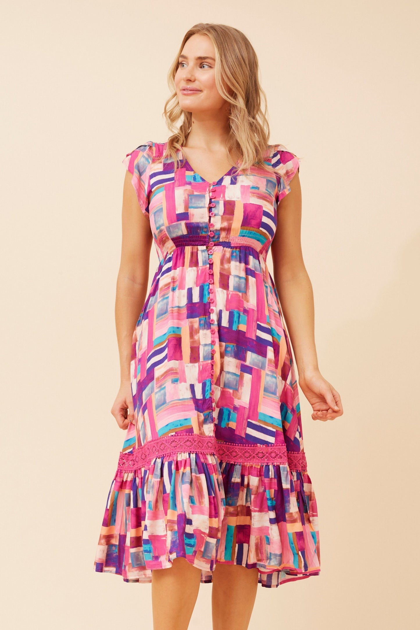 CASSIDY MIDI DRESS - PINK