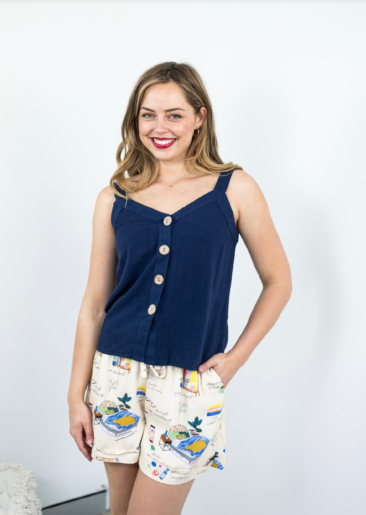 JULES SINGLET TOP - NAVY