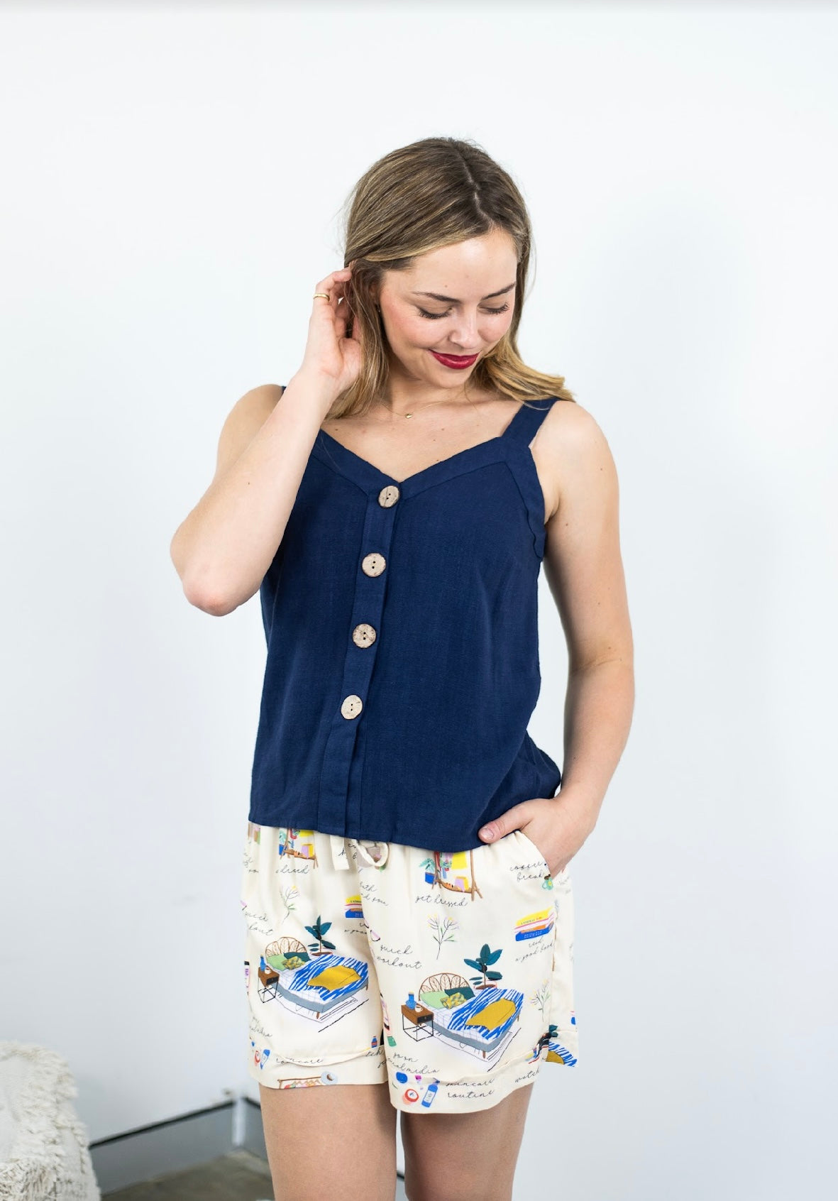 JULES SINGLET TOP - NAVY