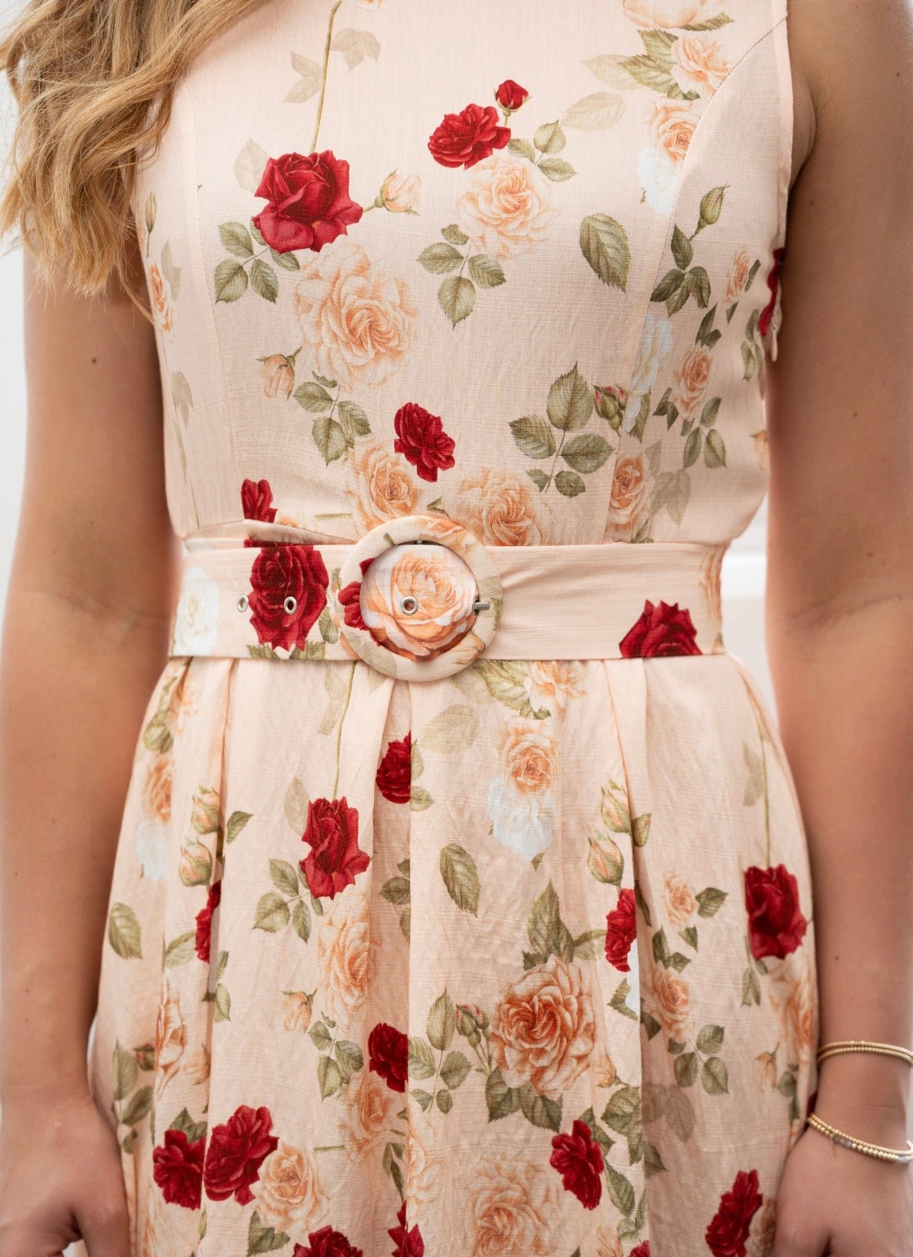 KRISTINA BELTED MINI DRESS - PEACH