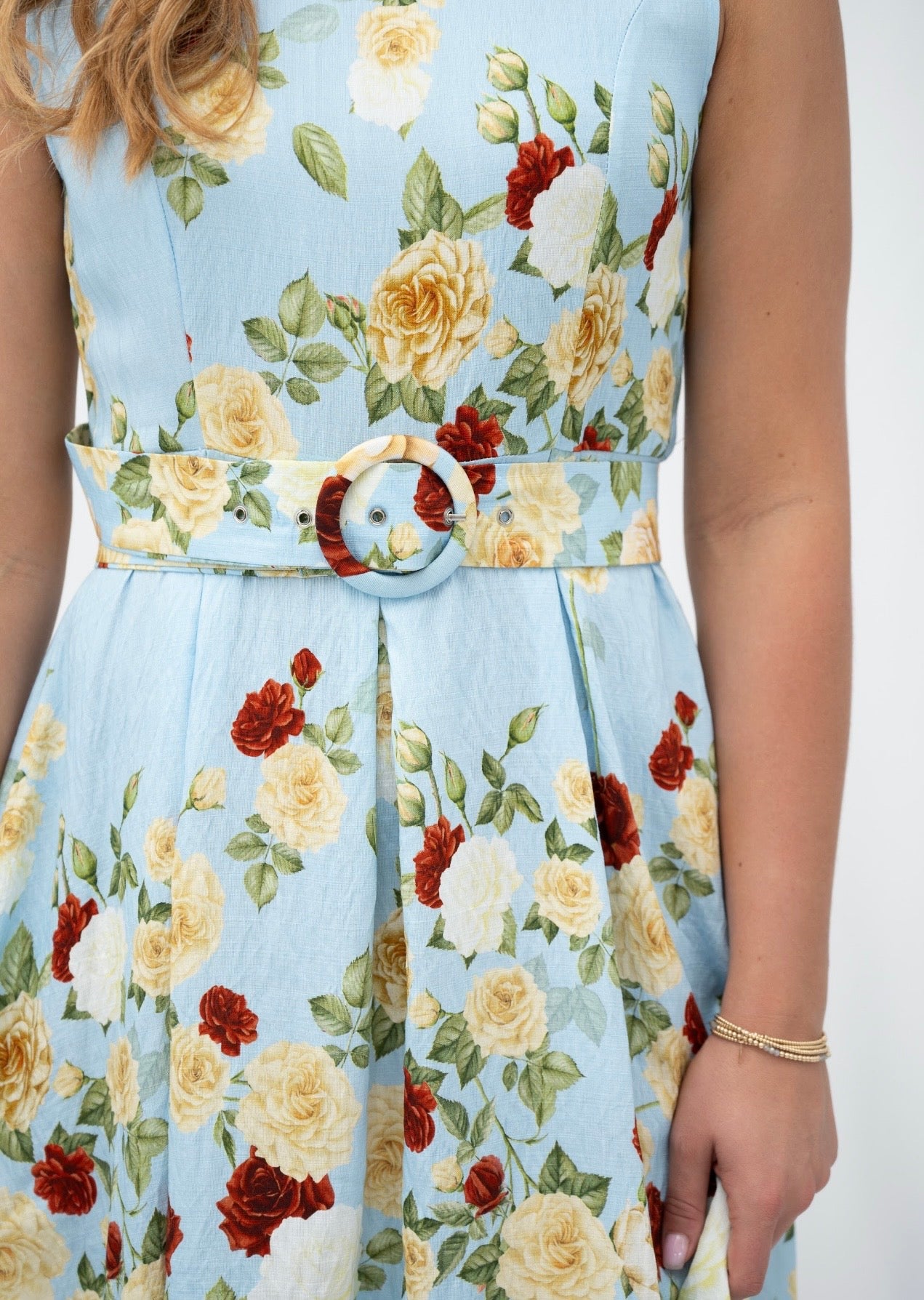 KRISTINA BELTED MINI DRESS - BLUE