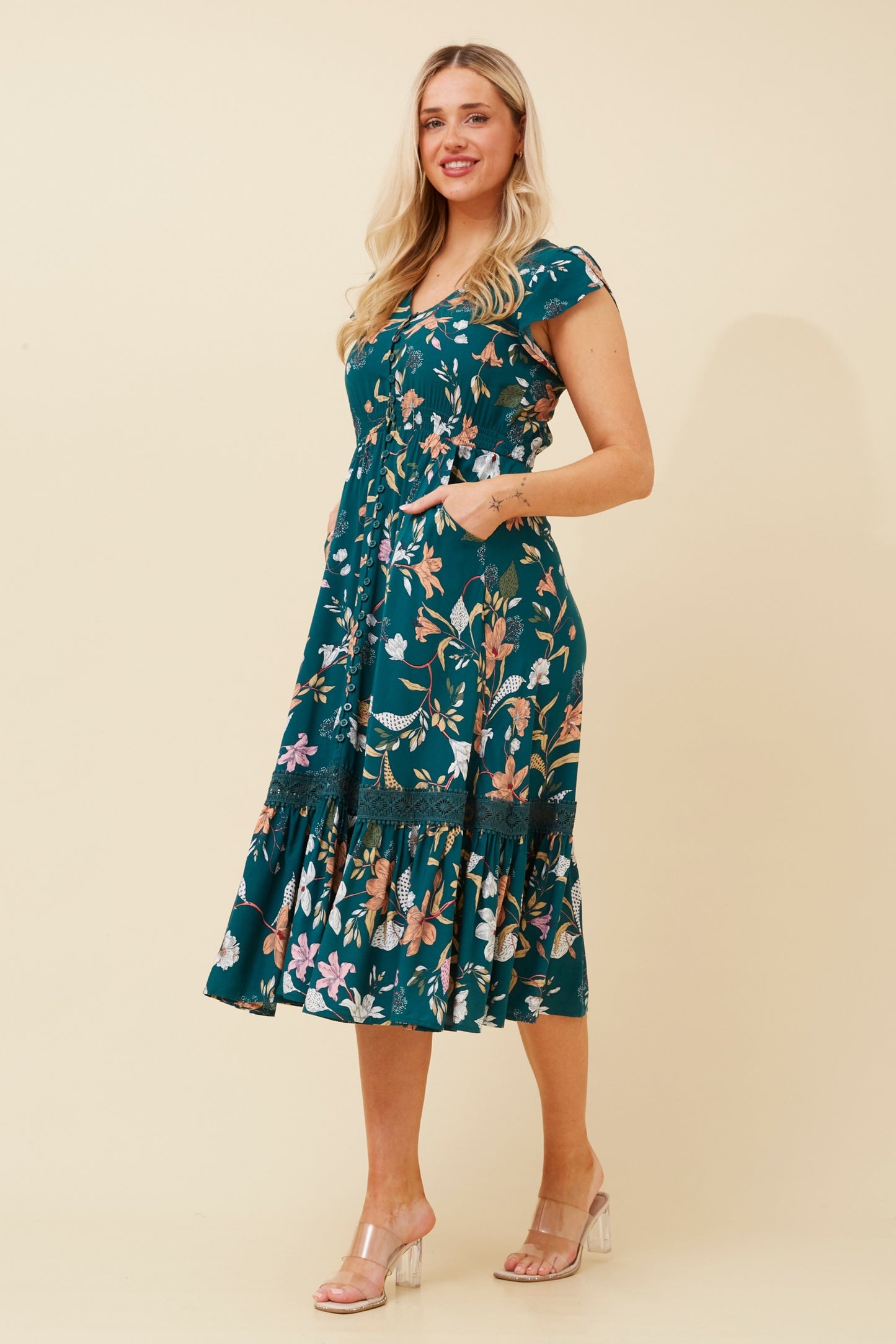 CASSIDY MIDI DRESS - GREEN