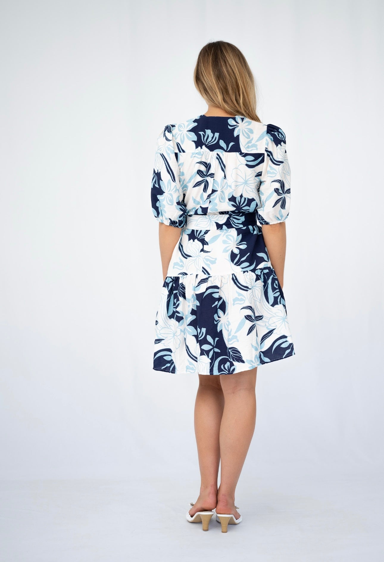 MINDIE BELTED MINI DRESS - NAVY