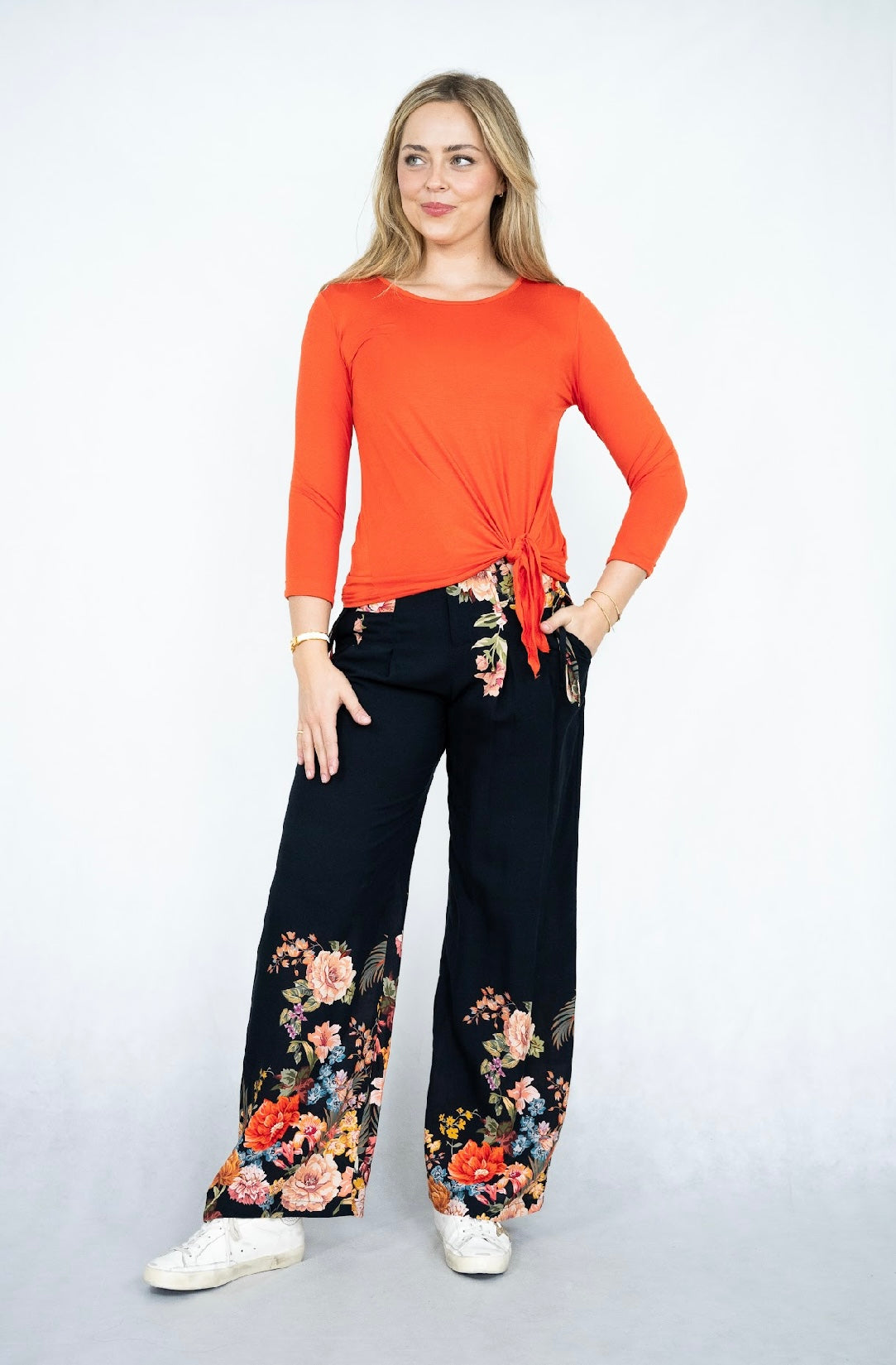 SADIE LONG-SLEEVE TOP - RUST