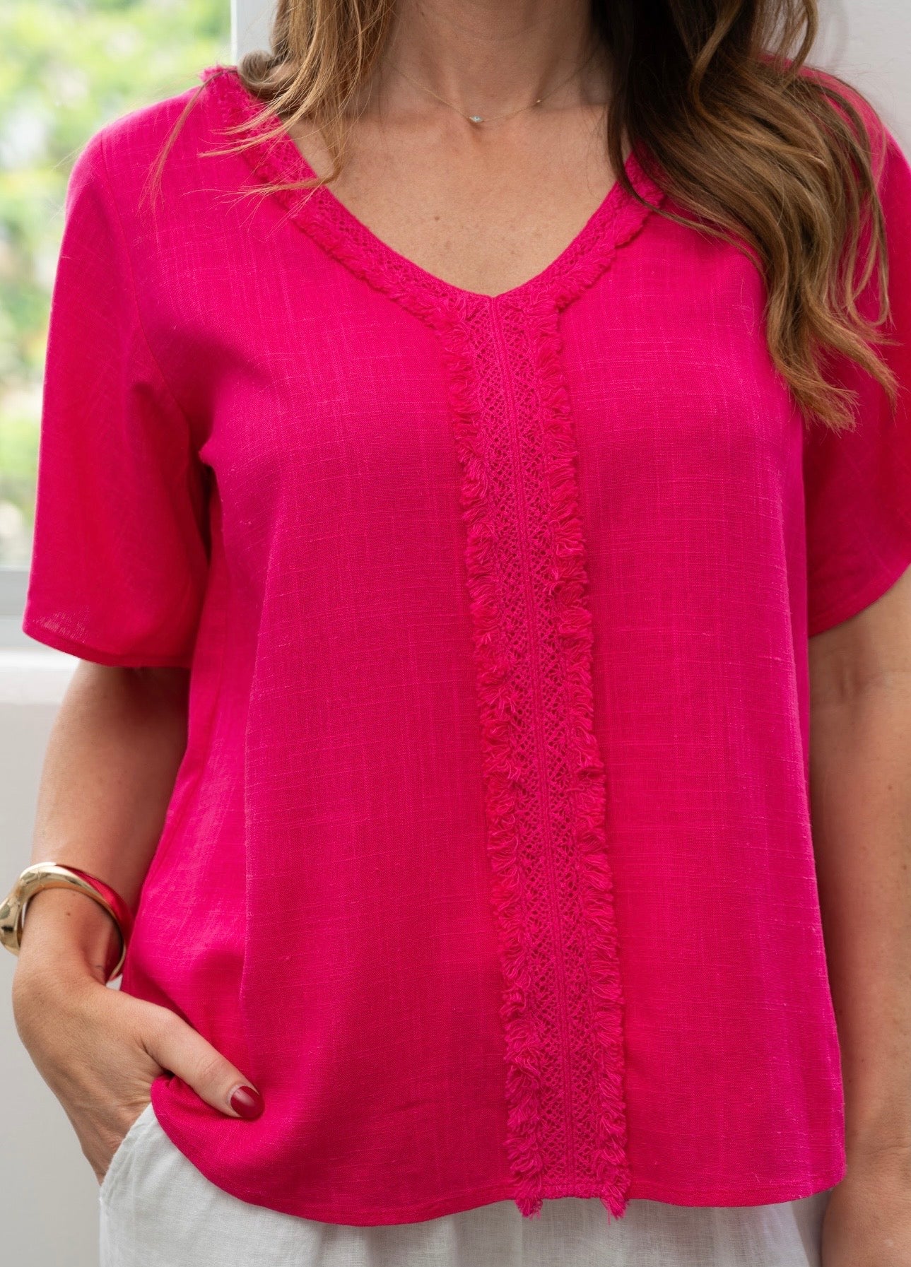 EVELYN TOP - HOT PINK