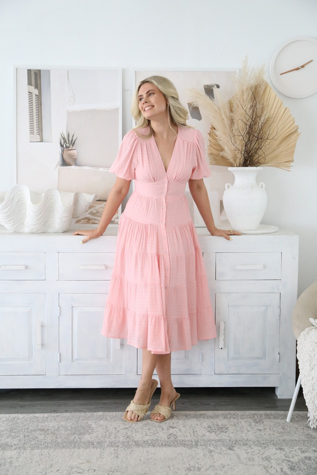 NELLIE MIDI DRESS - SOFT PINK