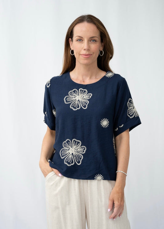 MALLORIE TOP - NAVY