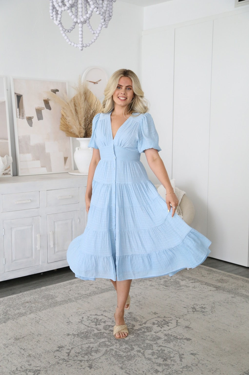 NELLIE MIDI DRESS - SOFT BLUE