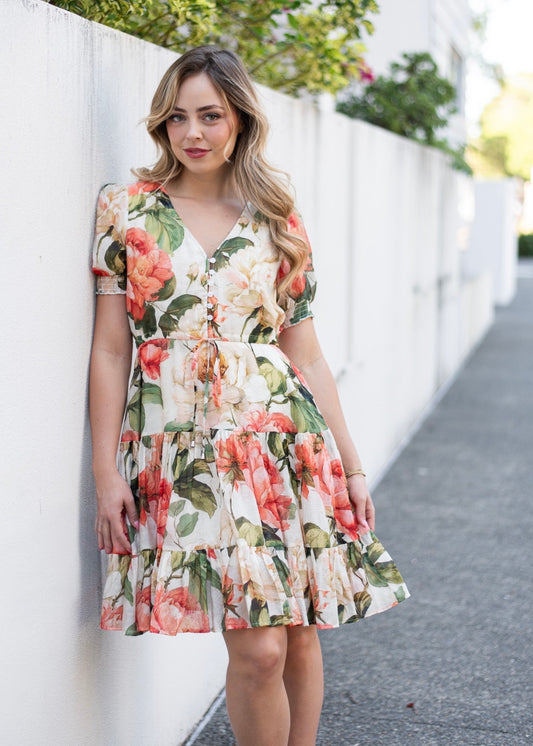 RHIANNAN MINI DRESS - CORAL