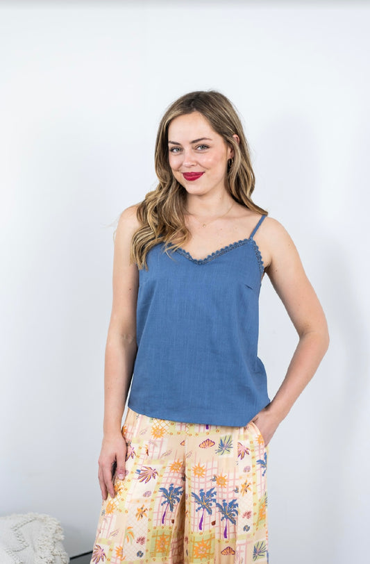 BRIANNA SINGLET TOP - DENIM