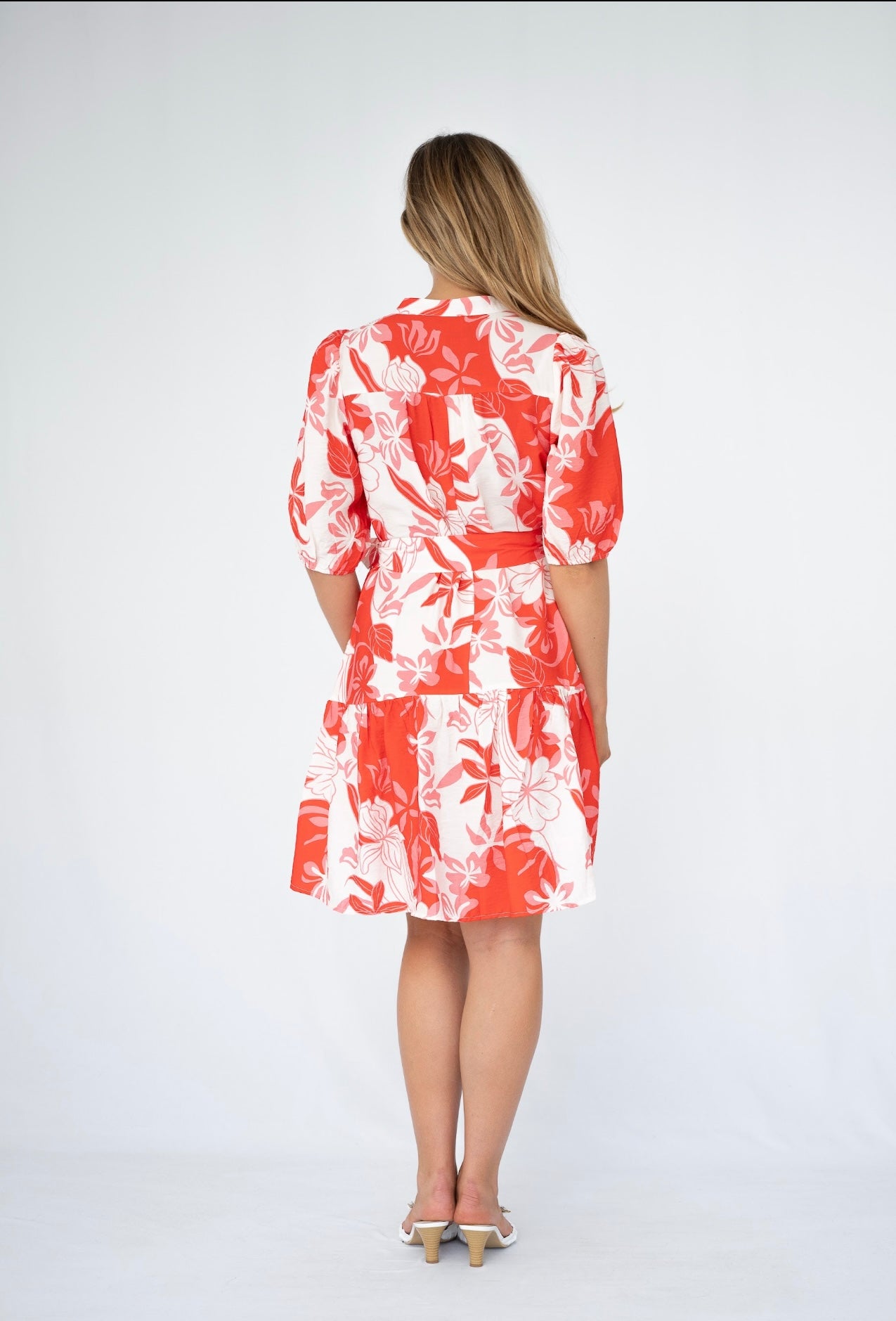 MINDIE BELTED MINI DRESS - RED