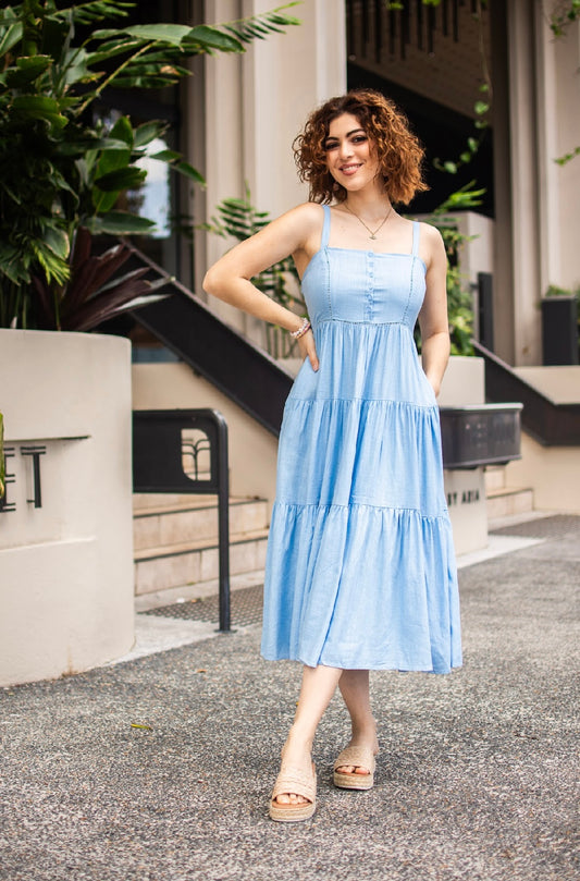 FELICIA MIDI DRESS - BLUE