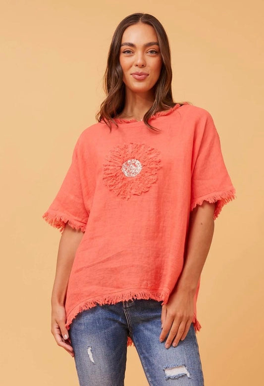 LAUREN TOP - CORAL