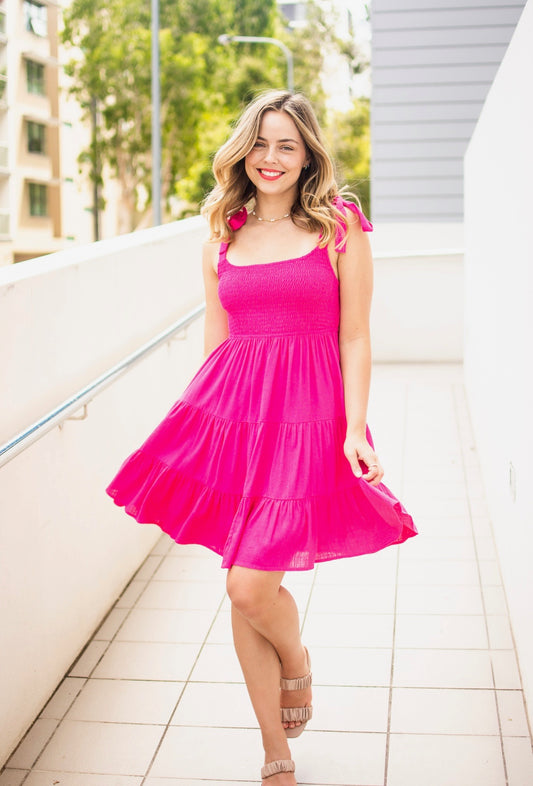 TORIE MINI DRESS - FUCHSIA